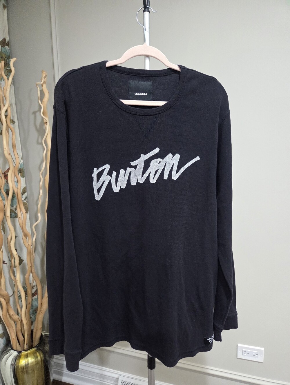 Burton Black Long-Sleeve Crew with Logo